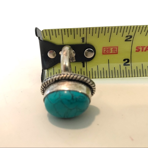 Semi-Precious Turquoise & Silver Adjustable Ring 3/4” - Picture 12 of 13